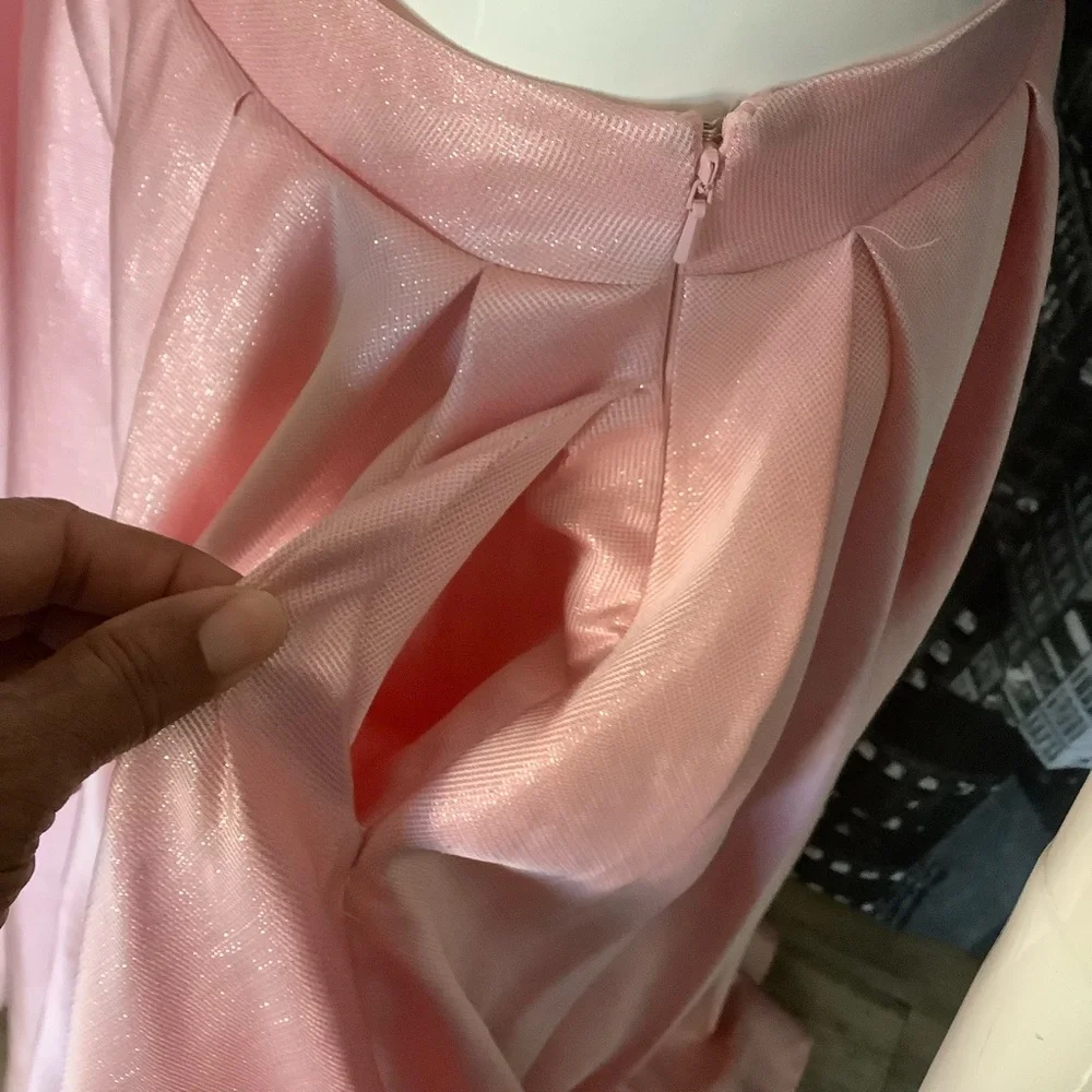 Dave & Johnny Shimmering Pink Formal 2PC Skirt Set with Pockets - Picture 7 of 13